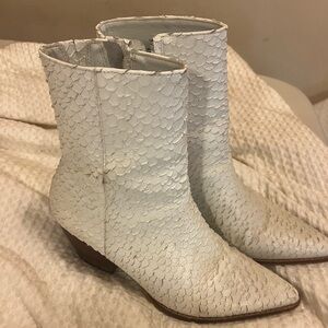 Matisse White Snake Skin Booties